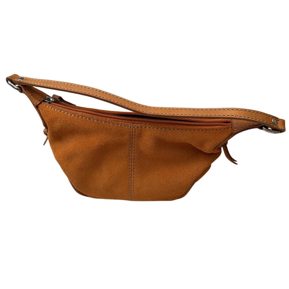 Fossil Small Orange Suede Leather Shoulder Bag Hobo Vintage Y2K Boho Minimalist - Picture 2 of 8